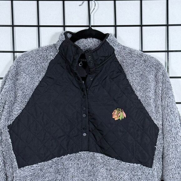 Antigua Chicago Blackhawks Fleece Pullover Jacket Womens L‎ Gray Gorpcore - Picture 3 of 9